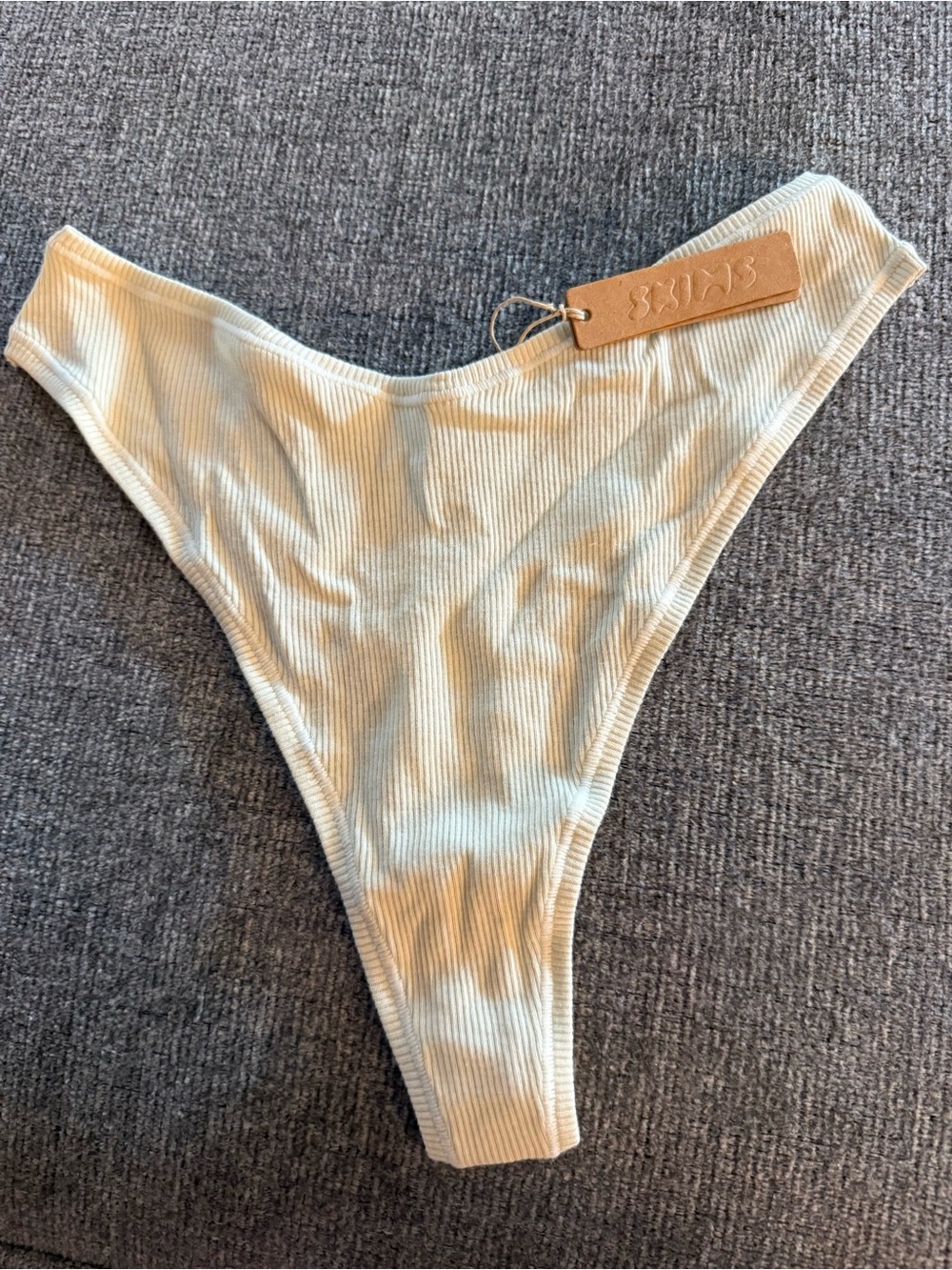 SKIMS Ribbed High-Cut Panty in Cream
